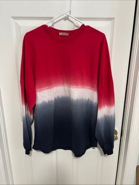 Spirit Red White Navy Ombre Tie-Dye Crewneck Sweatshirt